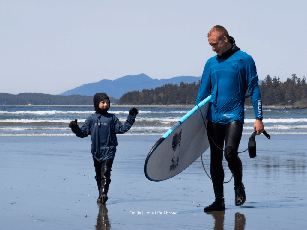 My youngest with Adam the surf instructor after more than 2 hours in the water
