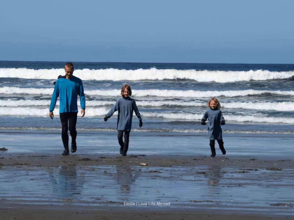 Starting the lesson with Adam from Tofino Surf Adventure right in the water