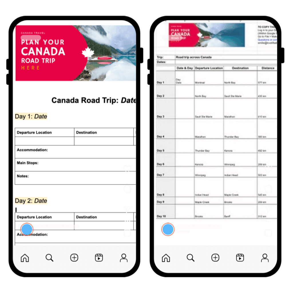 road trip itinerary template FREE