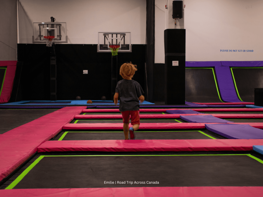 My son jumping in the trampoline park at AirPlay