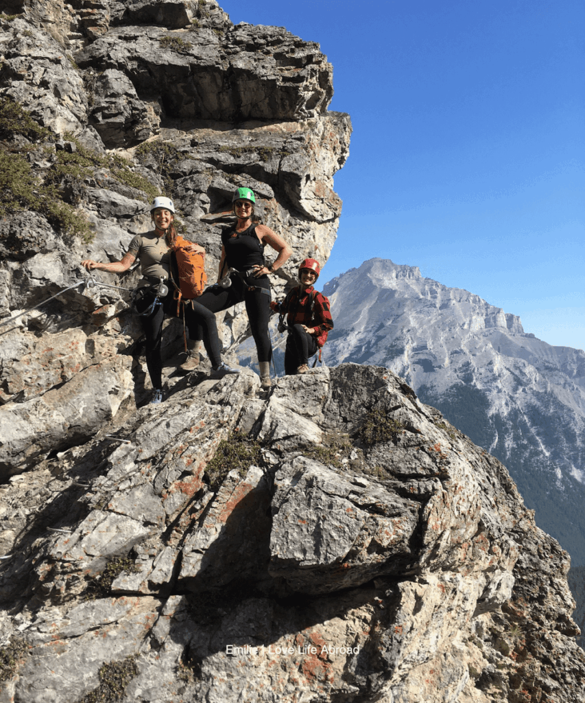 One of the sections of the Explorer trail at Mt Norquay Via Ferrata