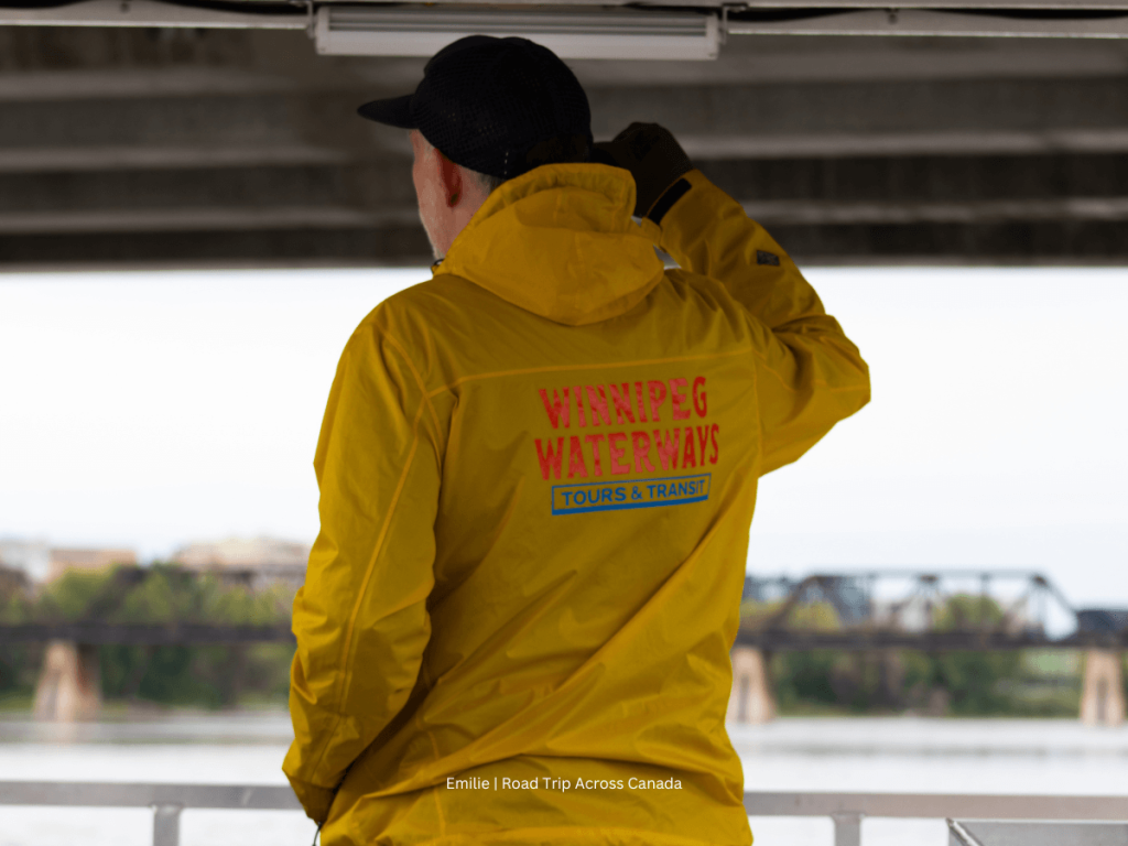 We listened to our guide sharing about Winnipeg's history during our Winnipeg Waterways Tours & Transit