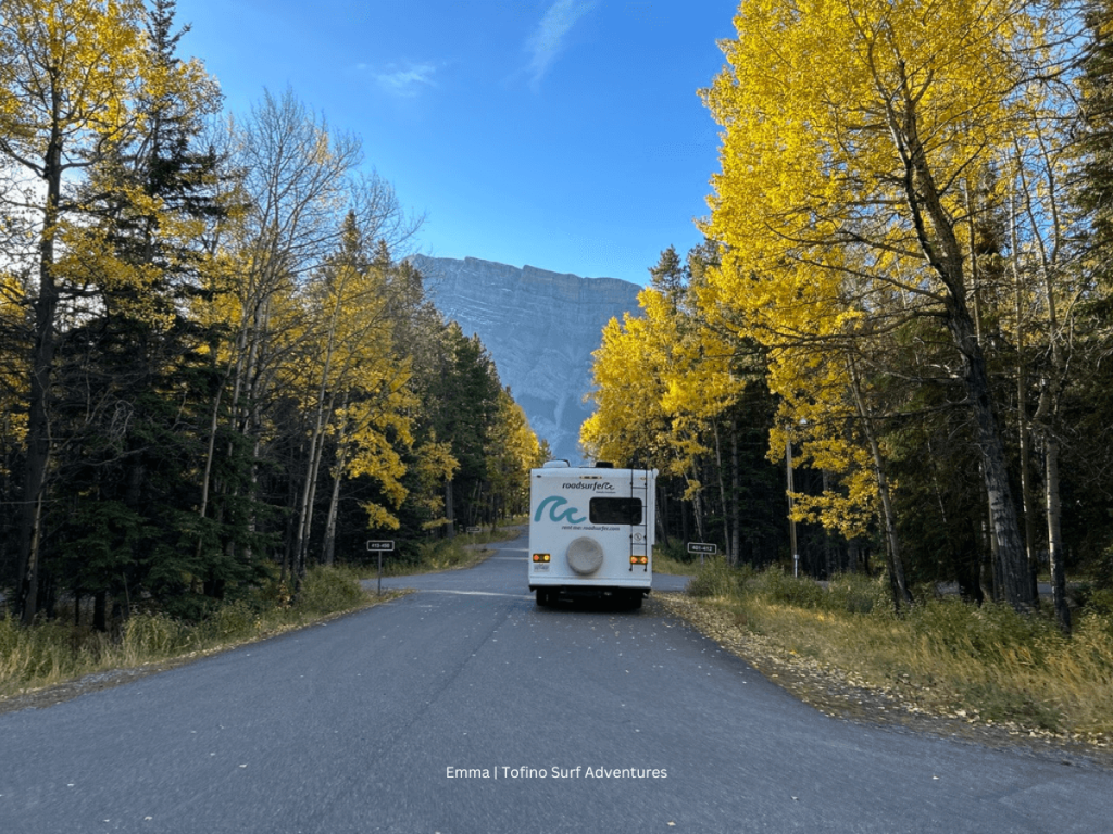 Driving the RV at Tunnel Mountain Campground in Banff