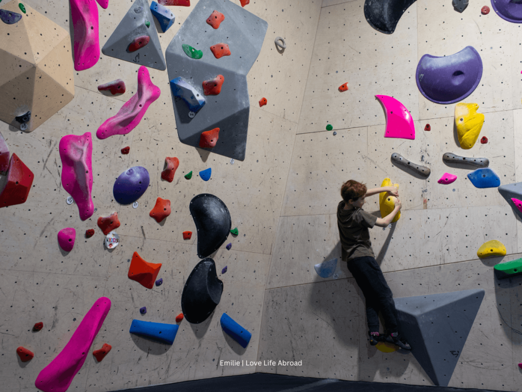 One of my sons bouldering at Confluence Climbing in Golden