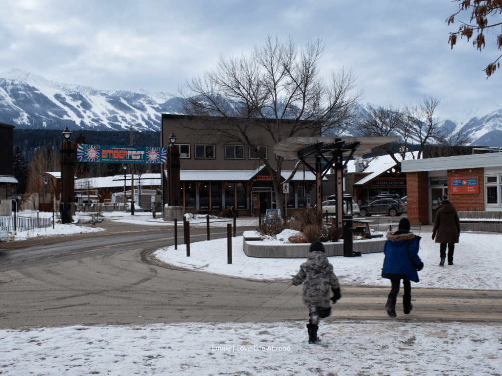 Walking downtown Golden in the winter