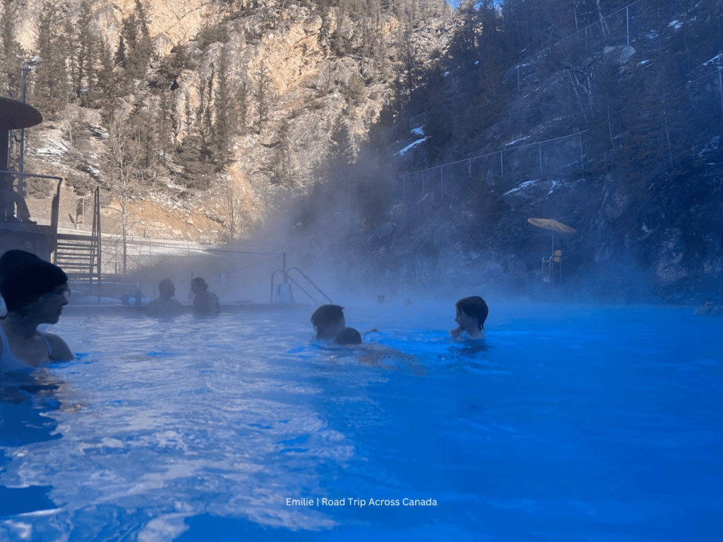 Enjoying the Radium Hot Springs pools operated by Parks Canada in Kootenay National Park