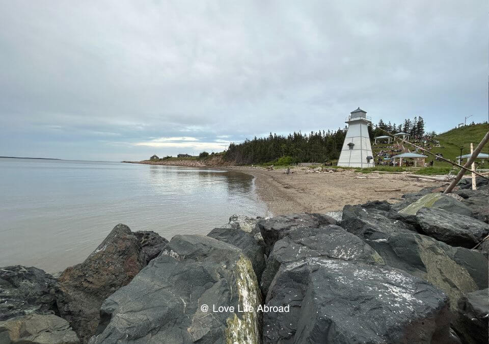 The lighthouse at Plage Foley in downtown Caraquet