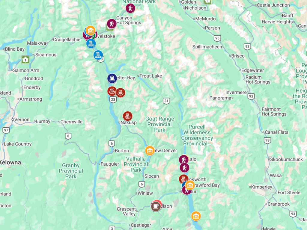 West Kootenay Road Trip Map