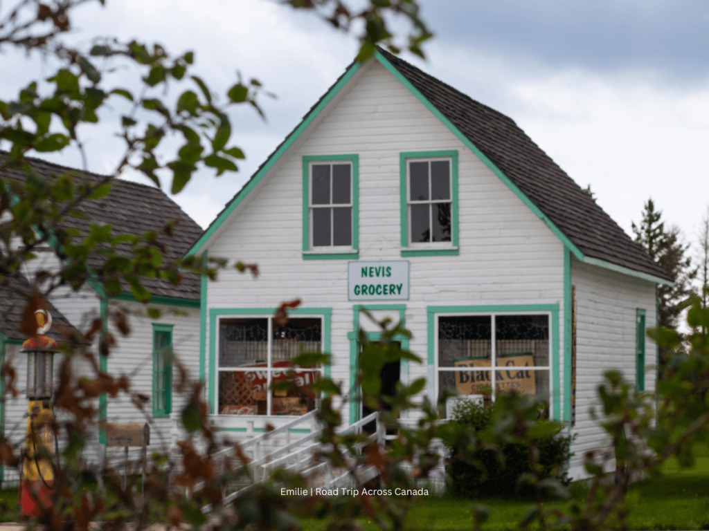Entering the Nevis Grocery, one of the historic buildings at the Stettler museum